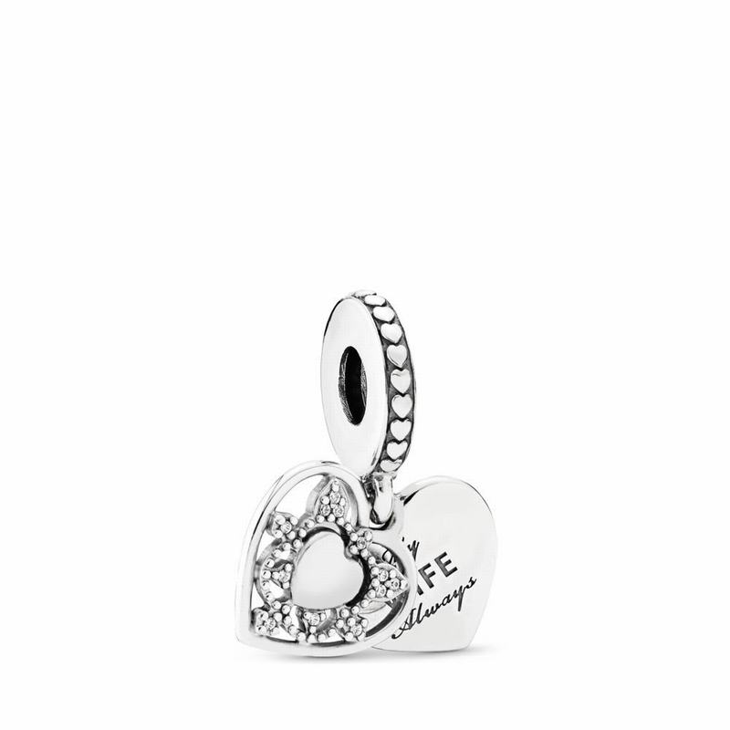 Pandora My Wife Always Dangle Charm - Sterling Silver/Cubic Zirconia - Canada | KM4937QI